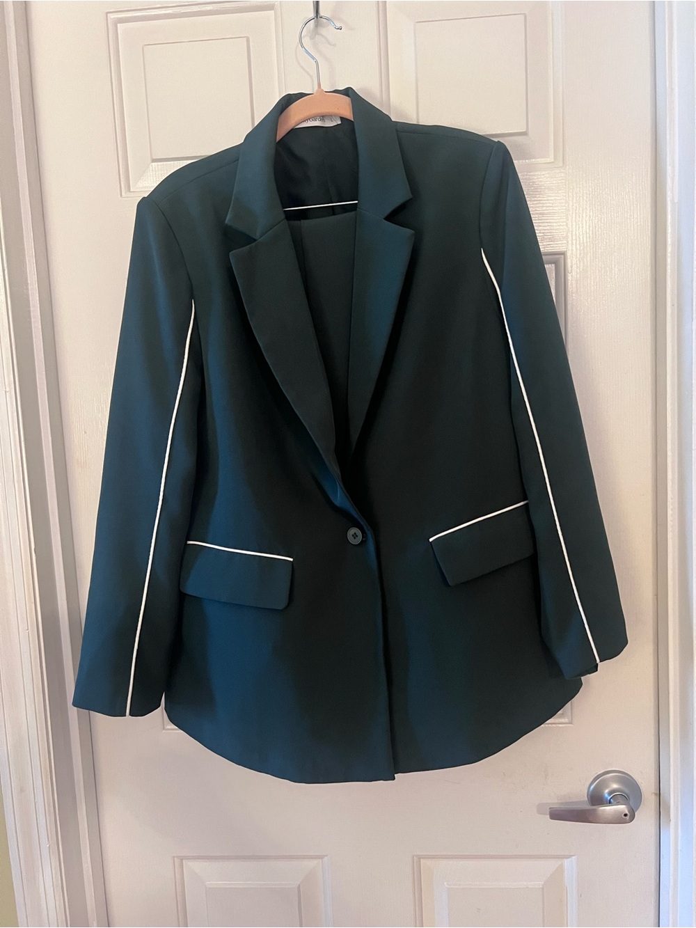 Women’s Dark Green Blazer with White Piping